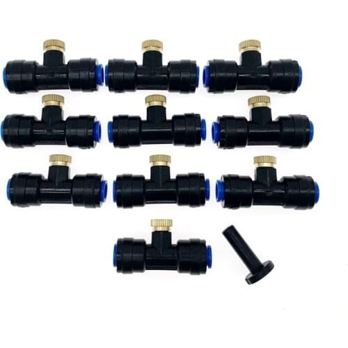 NEW 1/4'' 10/24 UNC Slip-Lok Misting Nozzle Tees Brass Misting Nozzles End Plug for Cooling System Garden Misting