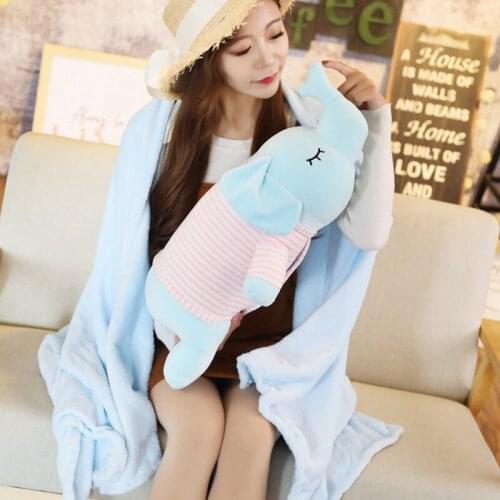 60cm Cozy Cute Elephant Plush Pillow Soft Cartoon Animal Elephant with Blanket Stuffed Doll Nap Pillow Chair Cushion Girls Gifts