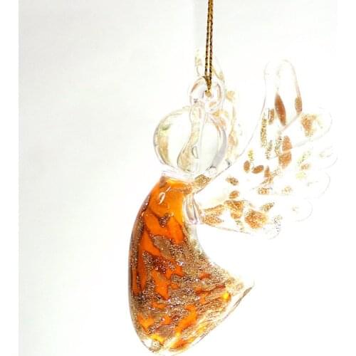 Hanging Handmade Glass Angel Gold Foil Craft Figurines Ornaments Cute Xmas Gifts For Kids Home Decor Charms Pendant Accessories