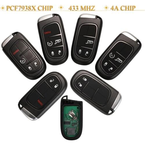 Kutery 5pcs 2/3/4/5 Buttons 433Mhz Hitag-AES 4A Chip Remote Key For Jeep Cherokee Durango Chrysler GQ4-54T
