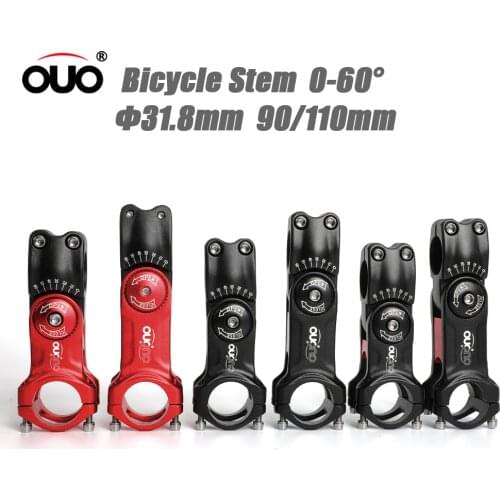 OUO Adjust Stem 0-60 Degree Adjustable Bike Handlebar Stem 90/110mm MTB Road Bicycle Stem Riser Aluminum Down Stem