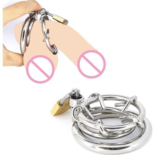 Stainless Steel Chastity Cage Cock Cage Spikes Lock Ring Penis Prison Delay Ejaculation BDSM Sex Toys For Men C018/C018A
