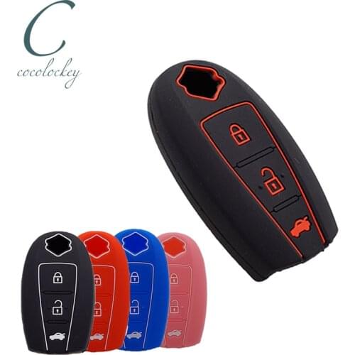 Cocolockey Silicone Car Key Cover for Suzuki Swift Kizashi SX4 S-Cross Maruti Ciaz Baleno 3button Remote Keyless Protect No Logo
