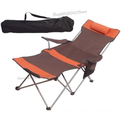 Outdoor folding deck chair portable ultra-light sitting and lying dual-use leisure beach chair fishing chair siesta chair