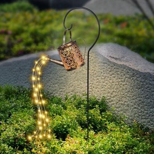 Solar Shower Watering Can String Lamp Garden Art Iron Sprinkle Kettle Light Outdoor Garden Waterproof Shower Light Fairy Lightt
