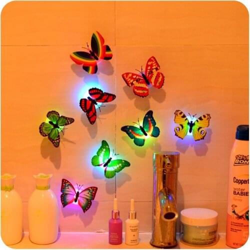 LED 3D Butterfly Wall Stickers Night Light Lamp Glowing Wall Decals Stickers House Decoration Home Party Desk Wall Decor