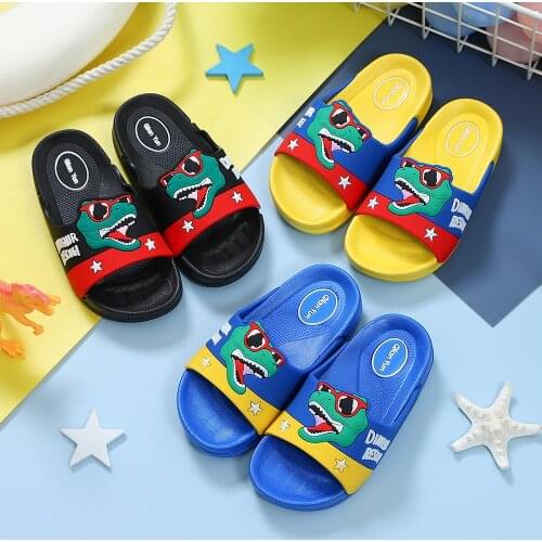 Children beach Shoes kids sandals Boys Dinosaur design Non-slip slippers Antler shape indoor slippers тапочки