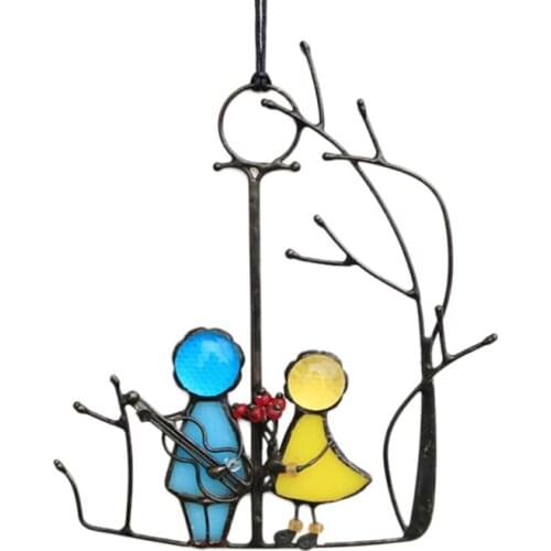 Suncatcher Art Window Hangings Angels Couple Love Home Decor Gift Wind Chimes & Hanging Decorations