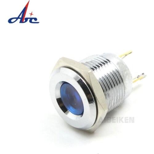 10MM/12MM/16MM Concave Head waterproof Signal Lamp Metal LED Indicator Light Pin terminal Red Yellow Blue Green White