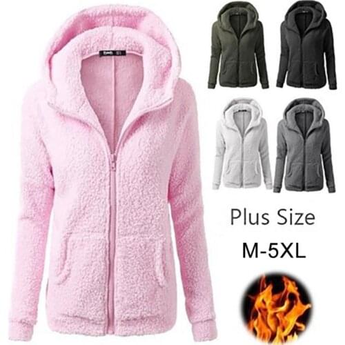Hoodies Plush Long Sleeve Women Coat Autumn Winter Plus velvet thick casual plush sweater hooded sweater coat Short slim jacket