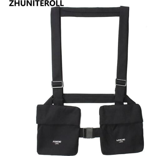 Multi-Pockets 2021 Men Vests Tactical Techwear Letter Print Biker Vest Black Tanks Tops Hip Hop Mens Jackets Fashion Streetwear