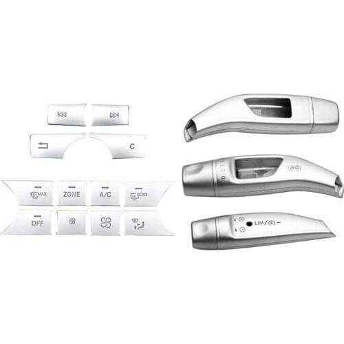 1 Set Car Wiper Steering Lever Shift Lever Cruise Rod Cover & 1 Set Car Air Conditioner Volume Button Sticker Cover