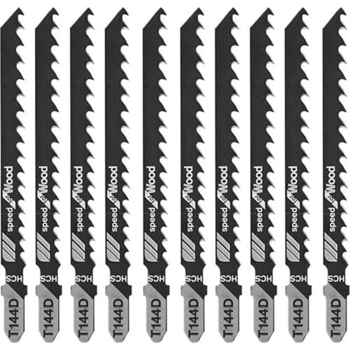 10PCS HCS Jigsaw Blades High Carbon Steel Jig Saw Blade Set Wood Cutting Board Cutting T144D Power Tool Saw Blade