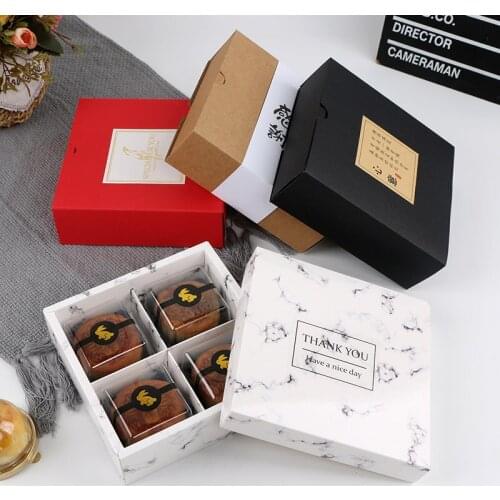 10pcs/Lot Kraft Paper Packing Box with Transparent PVC Window Black Delicate Drawer Gift Box Wedding Cookie Candy Cake Boxes