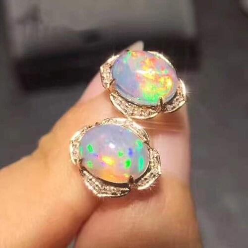 100% Natural Real OPal Earrings, 925 Sterling Silver Fine Elegant Jewelry for Women Earring