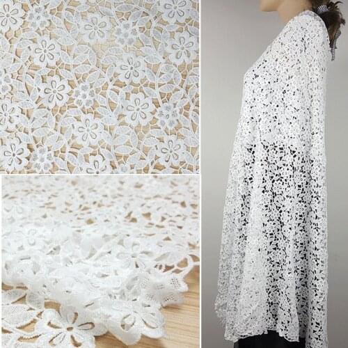 2yards 2019 Latest High Quality African Cord Lace Fabric Water Soluble White Nigerian Guipure Wedding Dress African Lace Fabric