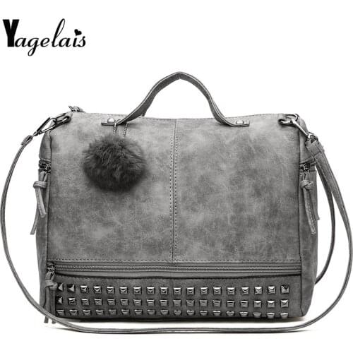 2019 Ladies Designer Handbags PU Shoulder Bags Tote with Fur Ball Soft Women Crossbody Messenger Bags Closure Handbag Purses