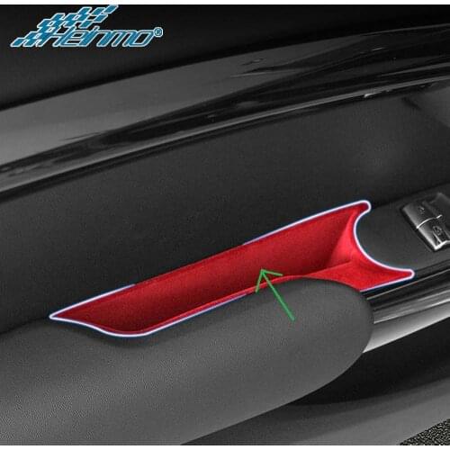 4 pcs For MINI Cooper S JCW F55 Flocking Car Door Handle Storage Boxs 2 pcs For MINI F56 Mobile Phone Holder Bag Case Red Black
