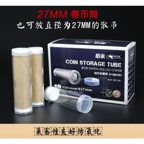 Coin tube Lot 5 pcs Storage box for coins PS plastic for paper-rolled coins 27mm or 30mm 19mm 20.5mm 22.5mm Free shipping