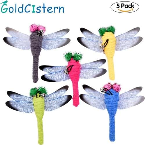 5 Pack Cat Toys Dragonfly Replacement Head of Cattle Cat Teaser Replacement Feathers Dropshipping