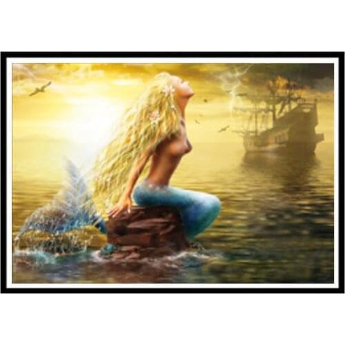 5D Diamond Painting Full Diamond Mermaid Round Diamond Mosaic Pattern Home Decoration DIY Handmade