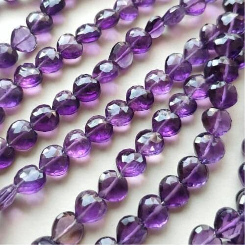 Amethyst HEART shape faceted 8mm DIY jewelry 19cm