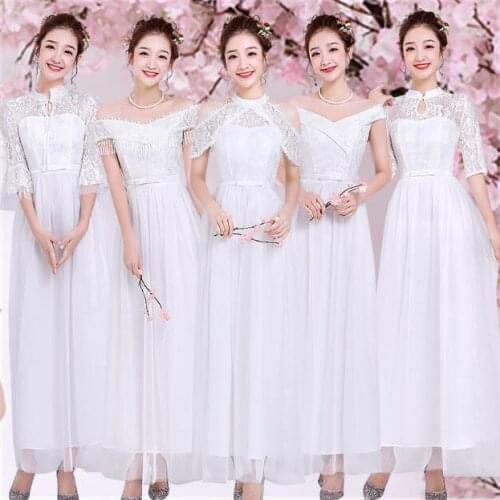 Plus Size White Bridesmaid Dresses Vintage A Line Bridesmaid Dress Size 2 to Size 16 SB1967