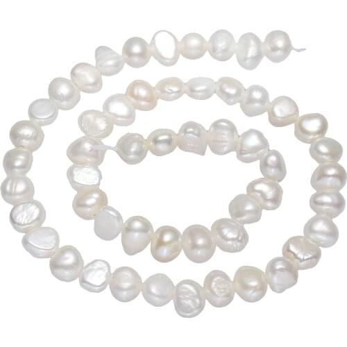 7-8mm 14'' Strand Cultured Freshwater Pearl Beads Natural White Potato Pearl Beads For Bracelet Necklace Diy Jewelry Making Hot