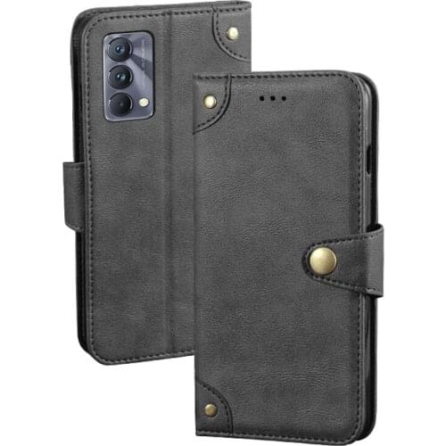 Realme GT Master Case 6.43"Retro Magnetic Flip Wallet Leather Capa Case For Realme GT Master Cover Unique Metal Buckle Design