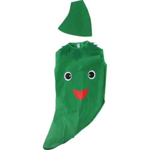 Kids Green Pepper Costume Nonwoven Fabric Vegetable Outfit Party Fancy Dress