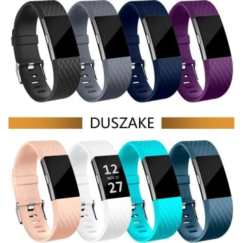 DUSZAKE Silicon Wrist Strap For Fitbit Charge 2 Band Smart Watch Accessories For Fitbit Charge 2 Strap Smart Wristband Strap