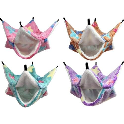 Small Animal Cages Hamster Ferret Rabbit Guinea Pig Cotton Soft Sleeping Nest Pets Two Floors Suspension Hammock For Squirrel