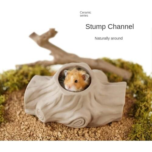 Ceramic Stump Hamster Tunnel Hamster Shelter Chipmunk Small Animal Tunnel Hamster Cage Landscaping Supplies Hamster Toy
