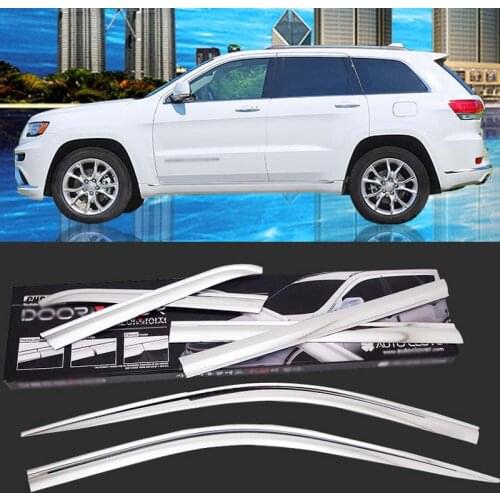 1 Set Brand New Chrome Side Vent Sun Shade Window Visors Rain Guard Deflectors For Jeep Grand Cherokee 2011-2018