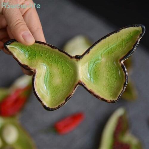 Creative American Style Ceramic Sauce Dish Kitchen Butterfly Cutlery Seasoning Soy Garlic Mustard Dishes Small Serving Plates
