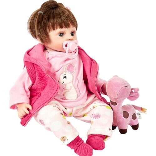 JINGXIN PRINSES 45cm Reborn Doll Cute Soft Silicone Vinyl Toy Princess Lifelike Real Bebe Dolls Girl Birthday Gift Play House