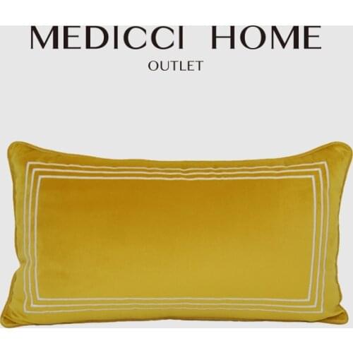 Medicci Home Cushion Cover Chic Decorative Luxury Throw Pillowcase Velvet Textured Accent Gold Yellow Lumbar Pillow Case 30X50cm