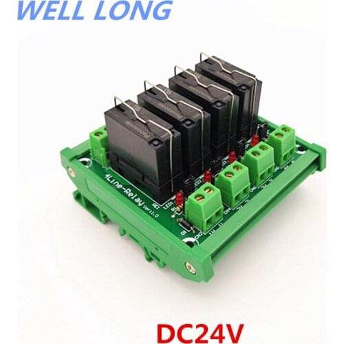 DIN Rail Mount 4 DPDT 5A Power Relay Interface Module, JW2SN-DC24V Relay