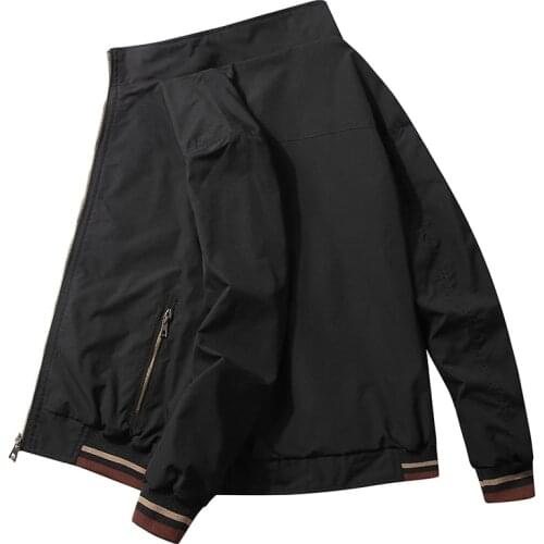 Men Reversible Jackets Spring Autumn Casual Coats Solid Color Mens Sportswear Stand Collar Slim Jackets Male Bomber Jackets 5XL