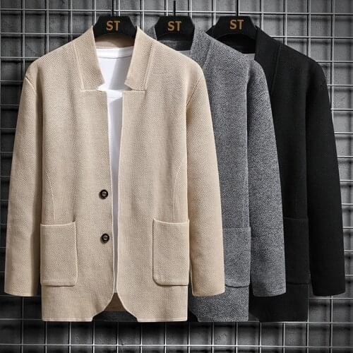 Autumn and winter Mens long-sleeved sweater cardigan button knit sweater coat trendy warm coat knitted cardigan