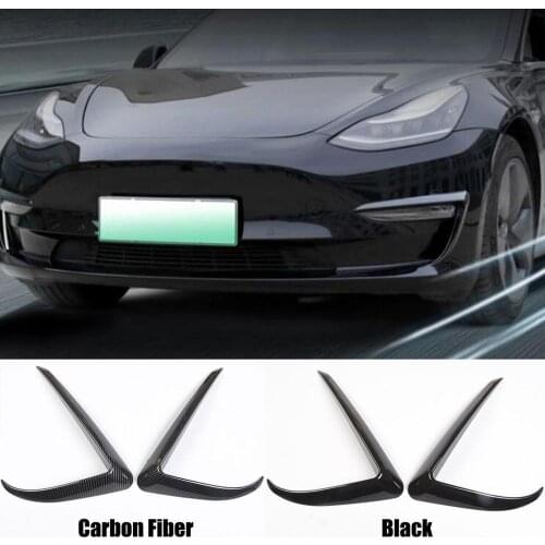 2Pcs Car Front Foglight Eyebrow Eyelids Cover Fit For Tesla Model 3 Trim Sticker Front Lip Light Eyebrow Decoration Accessories