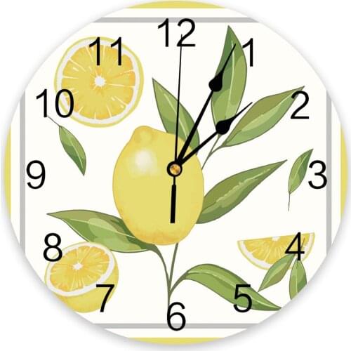 Lemon Leaves Border Modern Wall Clock For Home Office Wall Decoration Living Room Bathroom Decor Needle Hanging Watch