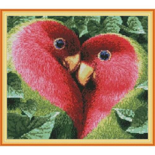 NKF Love Bird Stamped Cross Stitch Patterns DIY Kits Needlework Embroidery Sets Cross Stitch for Home Decor
