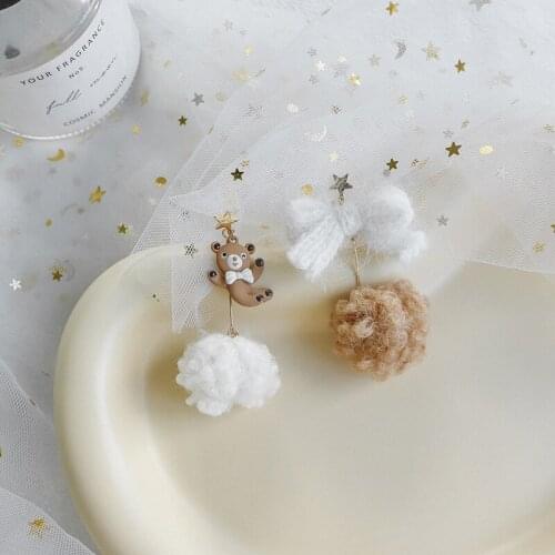 ​ZDMXJL 2021 New Fashion Hot Sale Womens Earrings Sweet Cute Bowknot Littler Bear Earrings For Women Gifts Jewelry Wholesale