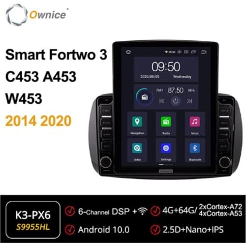 Ownice Octa Core Android 10.0 Car Multimedia forMercedes-Benz Smart Fortwo 3 C453 A453 W453 2014 Car Auto Radio 2din Audio Video