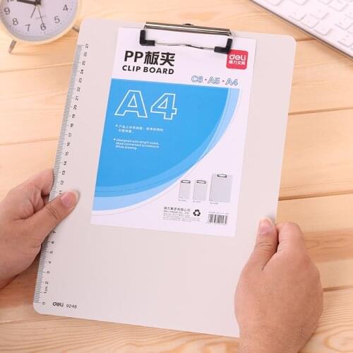 1 Pc PP Clip Board Paper File Documents Wallet A4 315X225mm Thickness 15dmm Soft Office Meeting School White Color Deli 9248