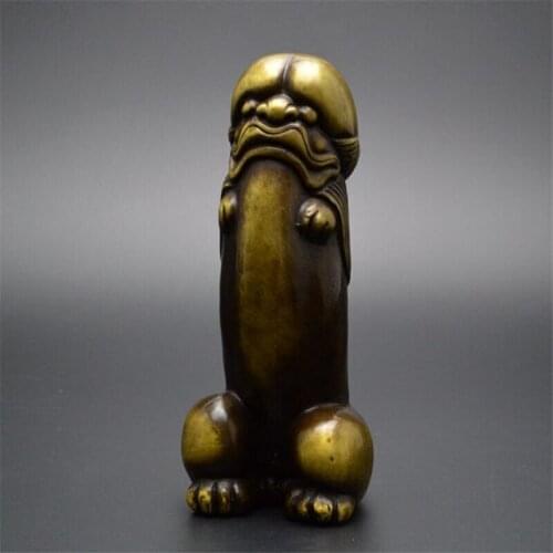 Details about Chinese old copper plated male genital statue swagger before others