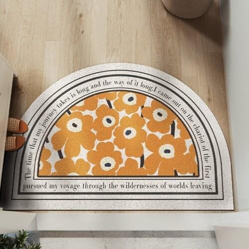 PVC Semicircle Door Mats for Outdoor Indoor Antiwear Waterproof Ant-Slip Bathroom Carpet Rugs Flower Hallway Entrance Doormat