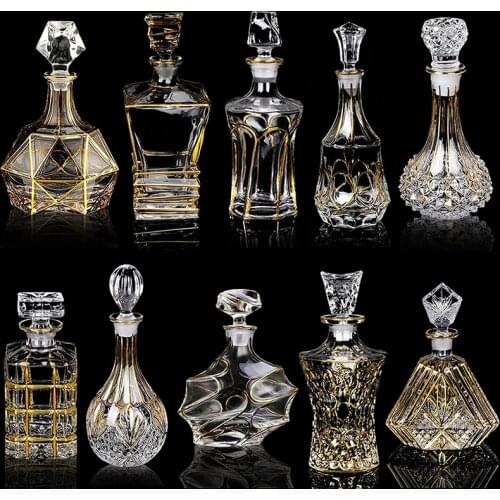 Drawing Gold whiskey decanter whiskey bottle crystal glass wine beer container glass bottle glass bar tool decoration wine glas