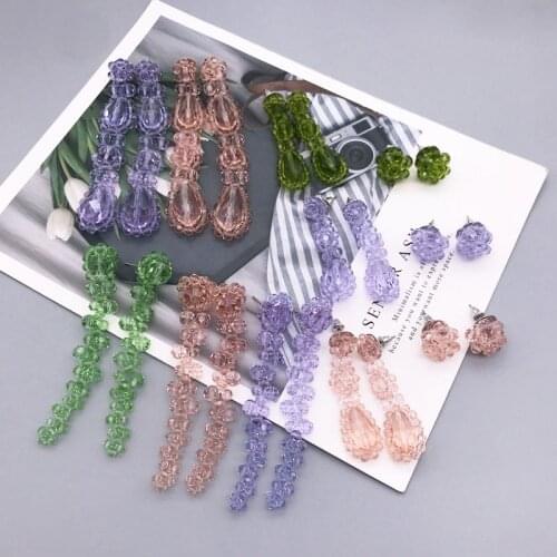 Beads Trend Stud-Earring Handmade Colorful For Girls Women Exaggeration Jewelry